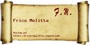 Frics Melitta névjegykártya